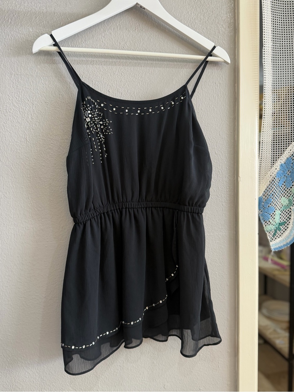 Candie's Black Spaghetti-Strap Beaded Camisole